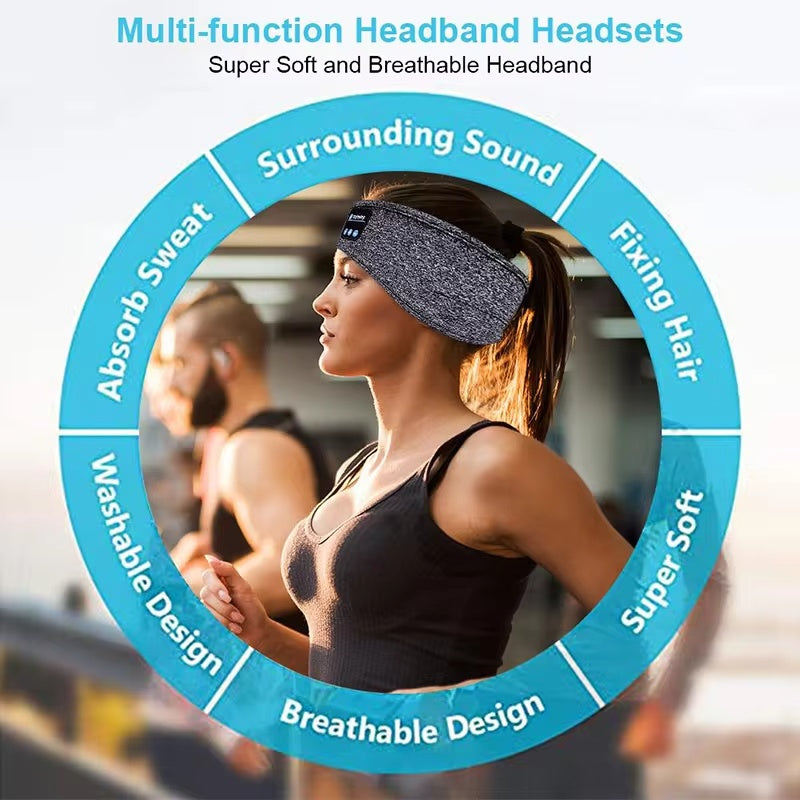 Bluetooth Sports Sleeping Headband, Wireless Music Earphones & Eye Mask for Ultimate Comfort!