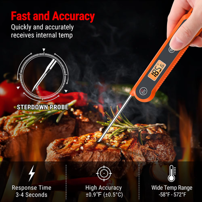 ThermoPro Digital Instant Read Meat Thermometer for Grilling Waterproof Kitchen Food Thermometer with Calibration & Backlight Smoker Oil Fry Candy Thermometer