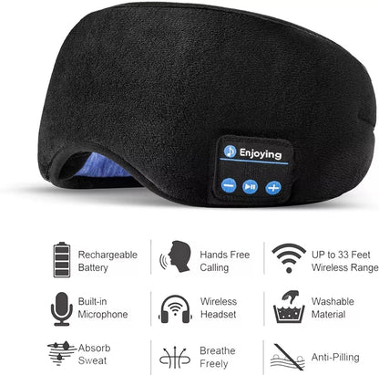 Bluetooth Sleeping Headphones Eye Mask – Soft, Wireless, Comfortable Earphones for Relaxing Sleep & Travel!