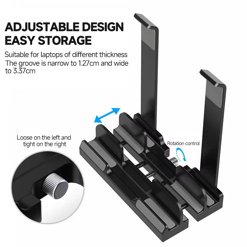 2-in-1 Adjustable Vertical Laptop Stand for 13-17.3 Inch Laptops: Fits MacBook, Samsung, HP, Dell