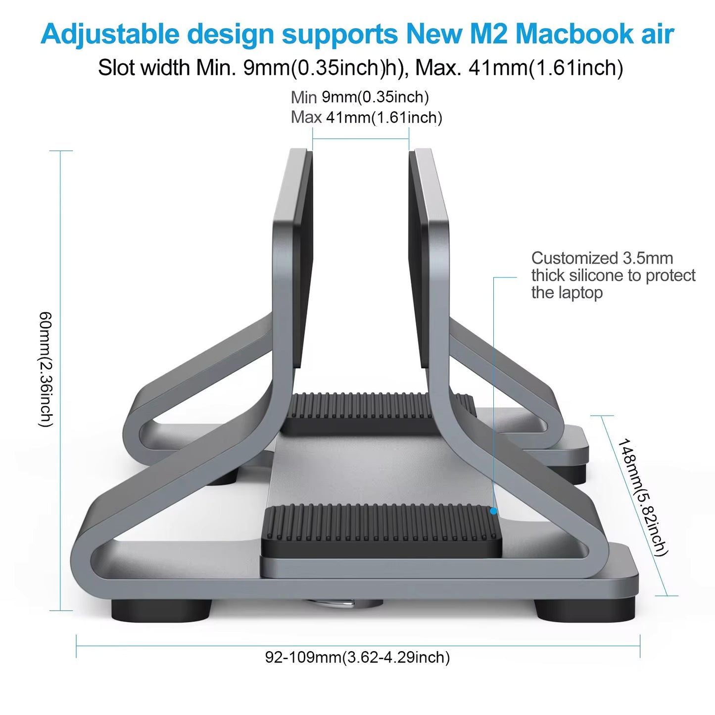 Adjustable Aluminum Vertical Laptop Stand – Tool-Free Holder for Laptops – Universal Design for All Models – Space-Saving and Sturdy Support