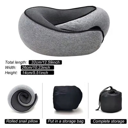 Snail Style Memory Foam Travel Neck Pillow, Adjustable U-Shaped Support for Ultimate Comfort!