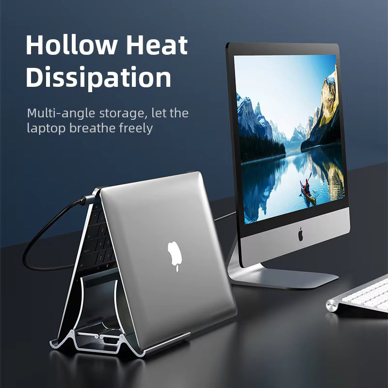 Vertical Laptop Stand with Heat Dissipation - Non-Slip Silicone Gravity Holder MacBook, Surface, iPad & Tablets