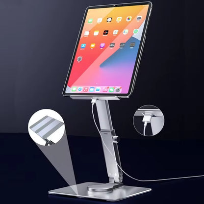 Aluminum Tablet Stand 360°Rotating Folding Adjustable Desk Holder Mount Riser for iPad Pro Air 4 Mini 12.9 4-14 Inch Xiaomi Tab