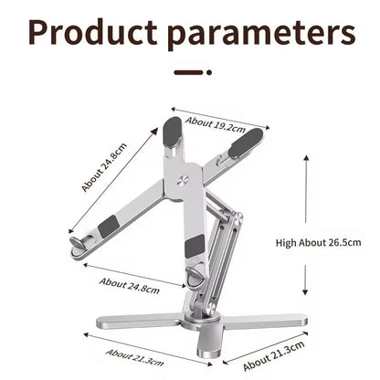 Portable Aluminum Alloy Tablet and Laptop Stand - Foldable Telescopic 360° Rotating Desktop Holder for Ergonomic Use